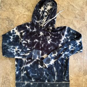 Men’s Champion black/Blue/White Tie-Dye Hoodie size medium